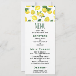 イエローレモン水彩果実模様 招待状