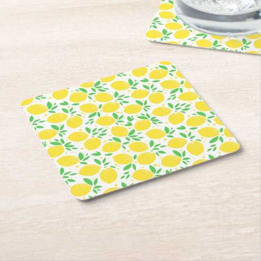 イエローレモン紙コースター スクエアペーパーコースター (アングル)
