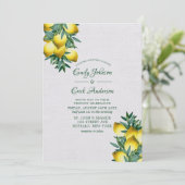 イエローレモン緑のつる植物ウォーター結婚カラーのイン 招待状 (スタンド正面)
