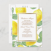 イエローレモン葉グリーントランクパーティー インビテーションポストカード (正面/裏面)