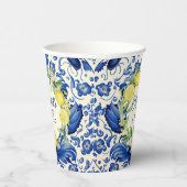 イエローレモン青タイルレモンベビーシャワー 紙コップ (右)