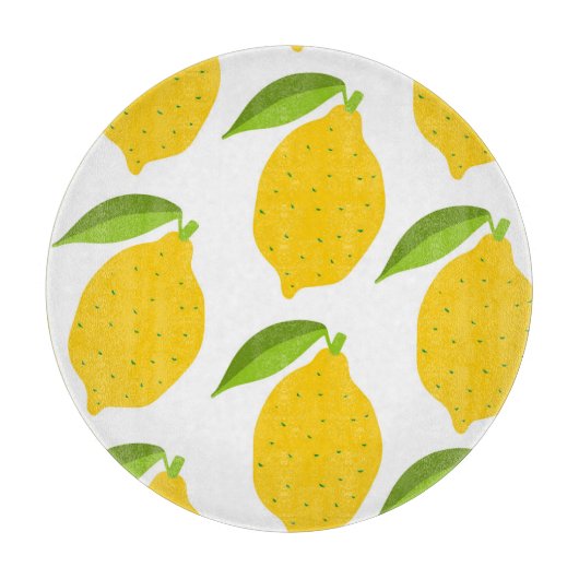 イエローレモン、シームレス芸術的なパターン。 カッティングボード (正面)