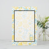 イエローレモン&パステルブルーフラワーズ&レモネードジャー 便箋 (スタンド正面)