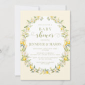 イエローレモン フラワーリース ボヘミアンベイビーシャワー 招待状 (正面)