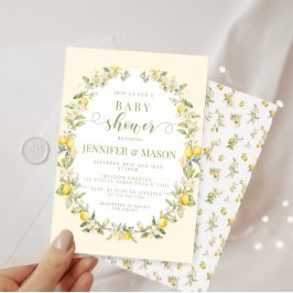 イエローレモン フラワーリース ボヘミアンベイビーシャワー 招待状