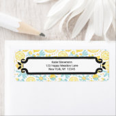 イエローレモン&ブルーフラワーパター図解入りの、写真付きのン ラベル (インサイチュ)