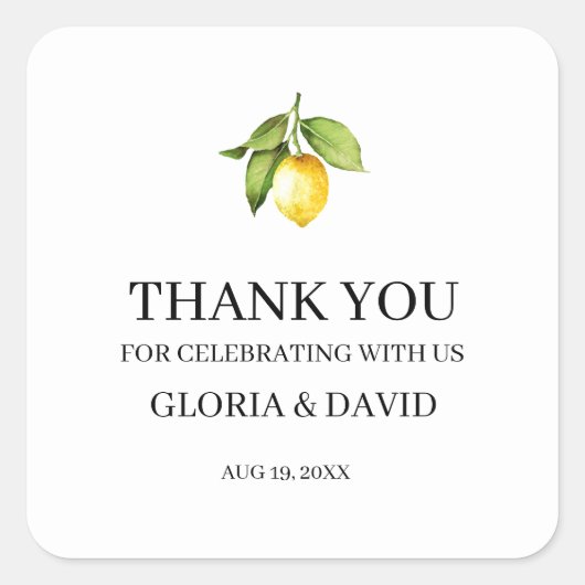 イエローレモン モダンウェディング スクエアシール (正面)