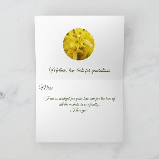 イエローレンシアの母の日 シーズンカード (内部)