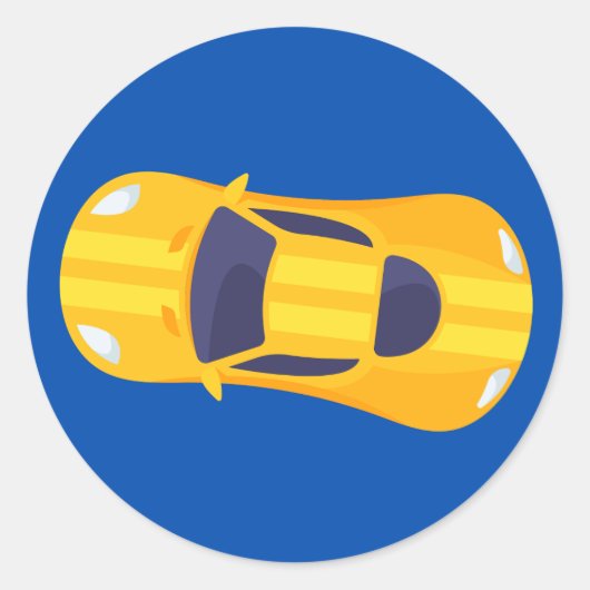 イエローレーシングカーレーストラック男の赤ちゃん献身 ラウンドシール (正面)