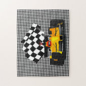 イエローレースカー市松模様にフジグソーパズル ジグソーパズル (縦)