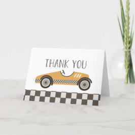 イエローレースカー赤ちゃんシャワー サンキューカード