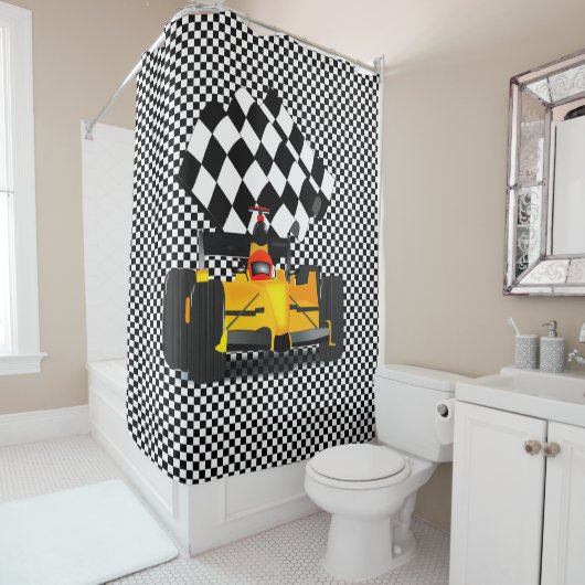 イエローレースカー シャワーカーテン (インサイチュ)