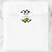 イエローレースカー |子供の誕生日パーティーのお願い ラウンドシール (バッグ)