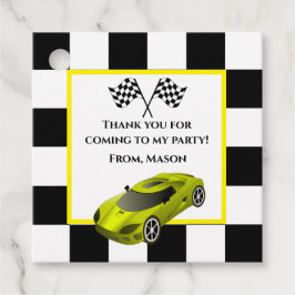 イエローレースカー |子供の誕生日パーティー フェイバータグ