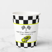 イエローレースカー |子供の誕生日パーティー 紙コップ (裏面)