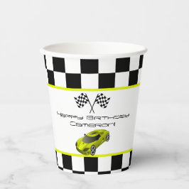 イエローレースカー |子供の誕生日パーティー 紙コップ