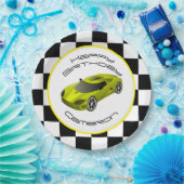 イエローレースカー |誕生日カスタムパーティー ペーパープレート (パーティー)