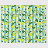 イエローレ地中海のモンズオンティール(緑がかった色)ブルーストライプズ ラッピングペーパー (フラット)