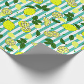 イエローレ地中海のモンズオンティール(緑がかった色)ブルーストライプズ ラッピングペーパー (角)