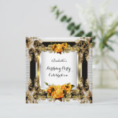 イエローロエレガントーズ金ゴールドホワイトブラック誕生日2 招待状 (スタンド正面)