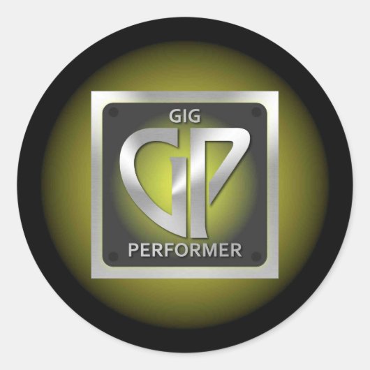 イエローロゴ入りラウンドGPステッカー ラウンドシール (正面)