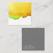 イエローロゴ水彩色モダンクリエイティブ業 スクエア名刺 (正面/裏面)