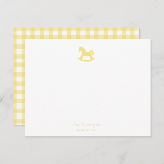 イエローロッキングホースボーイガール子供部屋 サンキューカード (正面/裏面)