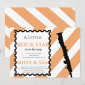 イエローロックスターロックバイバイベイビーシャワー招待状 招待状 (正面/裏面)