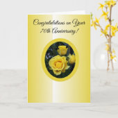イエローロパーソナライズされたーズ70結婚周年 カード (黄色い花)