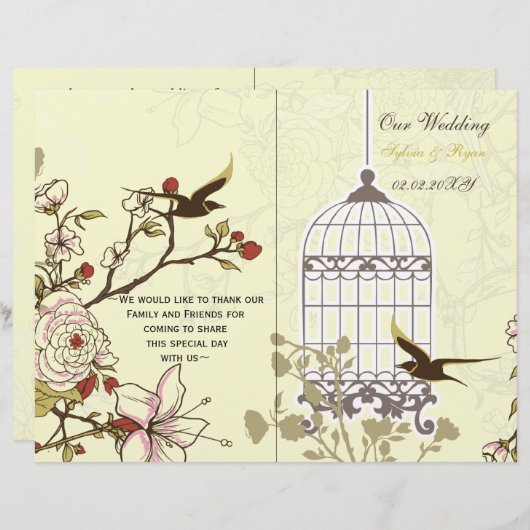 イエローロブバード二折結婚式 プログラム (正面/裏面)