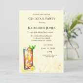 イエローロングアイランドティー誕生日カクテルパーティー 招待状 (スタンド正面)