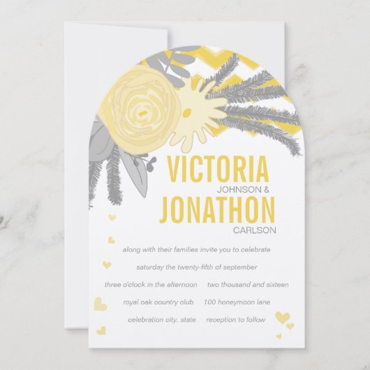 イエローローズとファズグレージグザグ結婚ズ 招待状 (正面)