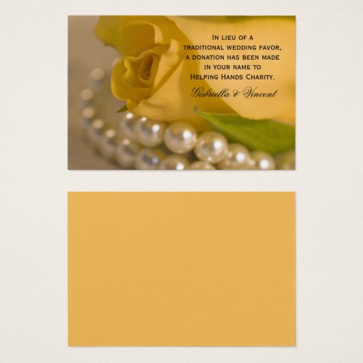 イエローローズと結婚真珠のチャリティーフェイスカード (正面&裏面)