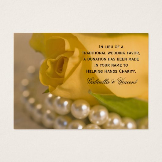 イエローローズと結婚真珠のチャリティーフェイスカード (正面)