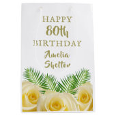 イエローローズと離れフローラハッピーバースデー ミディアムペーパーバッグ (正面)