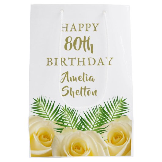 イエローローズと離れフローラハッピーバースデー ミディアムペーパーバッグ (裏面)