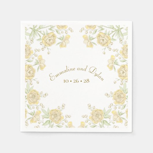 イエローローズの結婚式 スタンダードカクテルナプキン (正面)