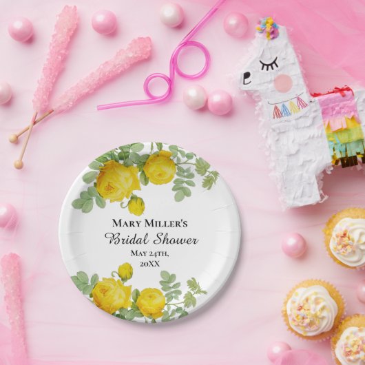 イエローローズの美しいウェディングシャワー ペーパープレート (パーティー)