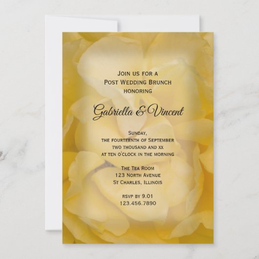 イエローローズの花のウェディングアフターブランシュ招待状 招待状 (正面)