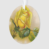 イエローローズアンティークヴィンテージプリントファインアート オーナメント (正面)