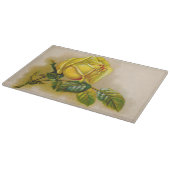 イエローローズアンティークヴィンテージプリントファインアート カッティングボード (角)