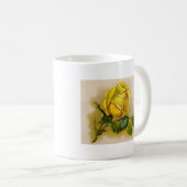 イエローローズアンティークヴィンテージプリントファインアート コーヒーマグカップ (正面右)