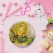 イエローローズアンティークヴィンテージプリントファインアート ペーパープレート (パーティー)