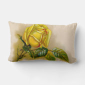 イエローローズアンティークヴィンテージプリントファインアート ランバークッション (裏面)