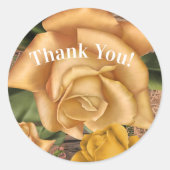 イエローローズアンドカントリー素朴ウッドブライダルシャワー ラウンドシール (正面)