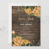 イエローローズアンドカントリー素朴ウッドブライダルシャワー 招待状 (正面)