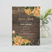 イエローローズアンドカントリー素朴ウッドブライダルシャワー 招待状 (スタンド正面)