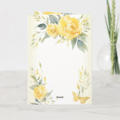 イエローローズアンドバタフライエンスト悔やみや弔慰 カード (裏面)