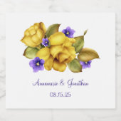 イエローローズアンドパープルヴィオレット結婚式の引き出物 スパークリングワインラベル (シングルラベル)