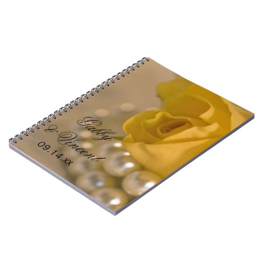 イエローローズアンドホワイトパール結婚ズゲストブック ノートブック (左側)